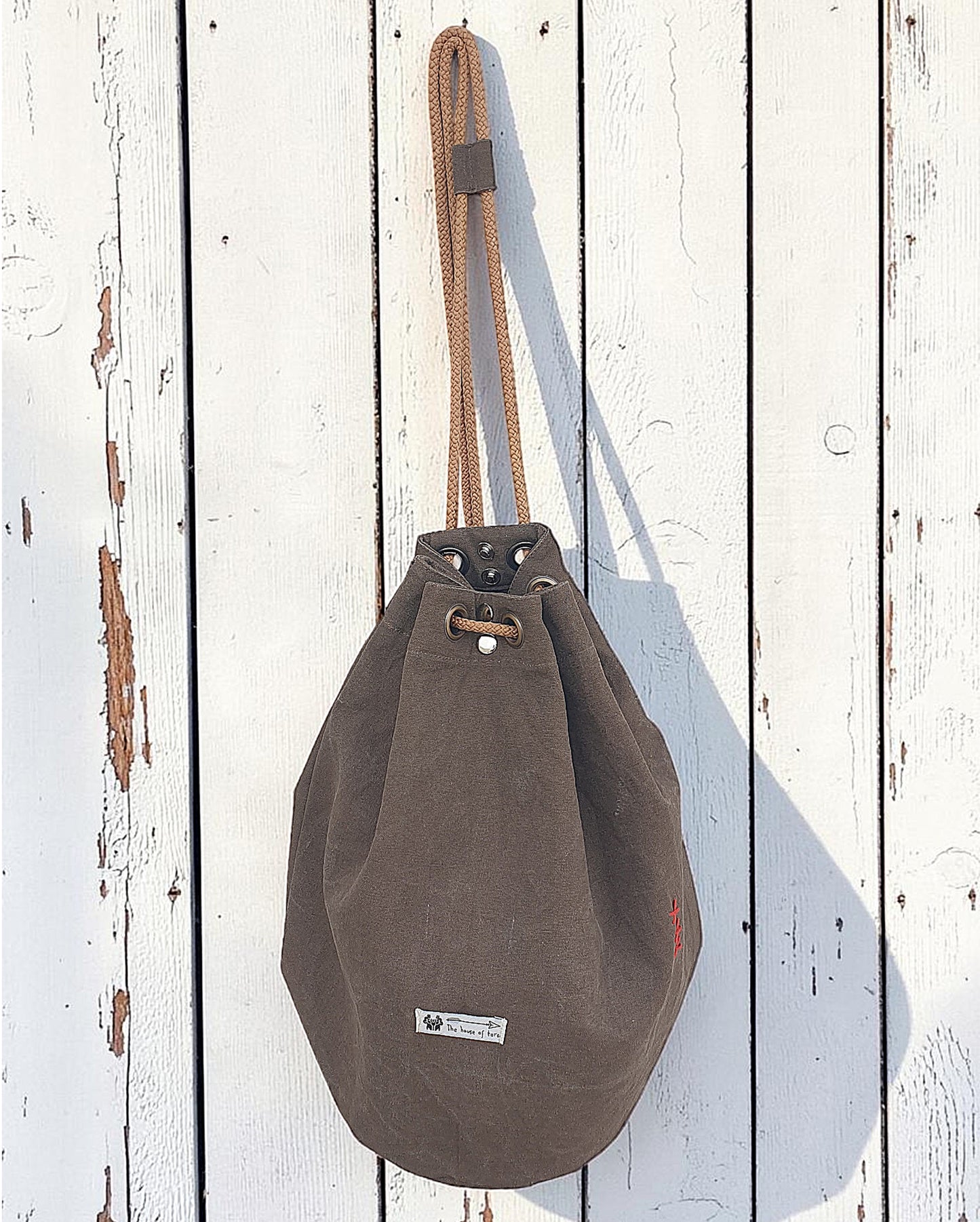 Distressed Canvas Backpack/Rucksack for Men & Women 20 Litres | Casual Cotton Bag with Spacious Compartment & Drawstring Strap | Stylish Bag suitable for College, Hiking & Everyday Essentials