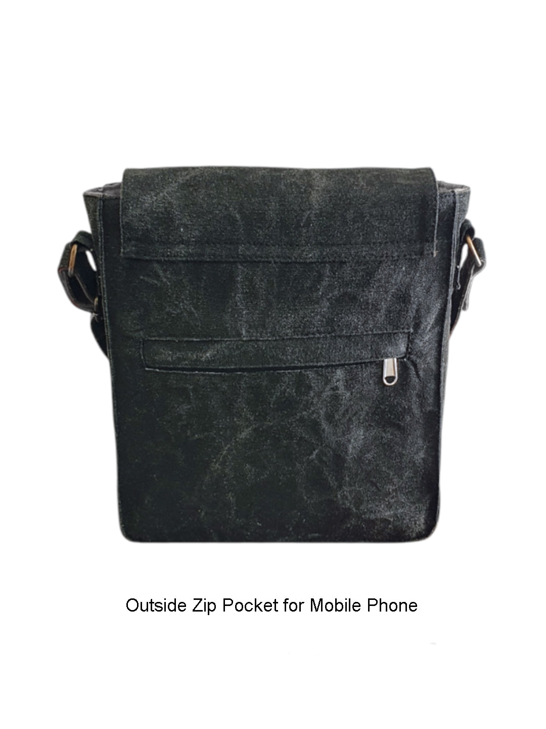 Canvas Side Sling Bag For Men & Women | Compact Messenger bag with Leather Strap on Flap Closure, Adjustable Shoulder Strap & Metal Buckle | Crossbody bag Suitable for Office