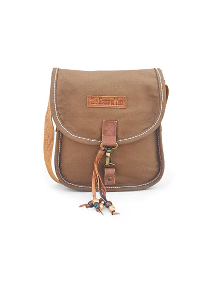 Canvas Purse for Women | Casual Crossbody Sling Bag with Adjustable Straps, Zipped Pocket & Lobster Hook Buckle Closure | Suitable for College & Travel (Khaki)