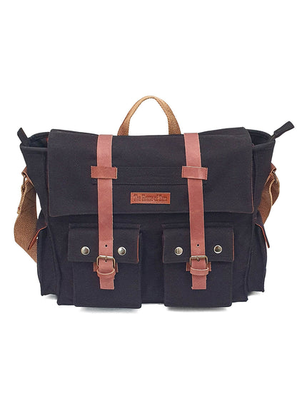 Canvas Messenger bags Large | Cotton Sling One Side Shoulder Bags for Men & Women with Adjustable Crossbody strap, Padded Partition & 4 External Pockets
