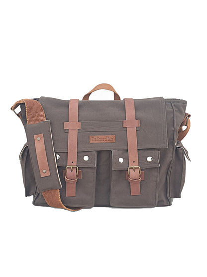 Canvas Messenger bags Large | Cotton Sling One Side Shoulder Bags for Men & Women with Adjustable Crossbody strap, Padded Partition & 4 External Pockets