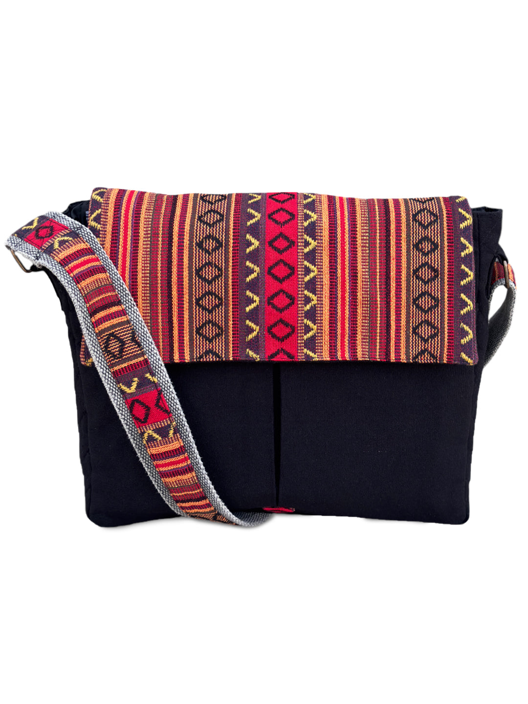 Handloom Fabric Messenger Bags for Women | Cotton Canvas Laptop Sling Bag Upto 15.6 Inches | Stylish Crossbody Sling Bag Comes with Flap Closure &  Inner Lining