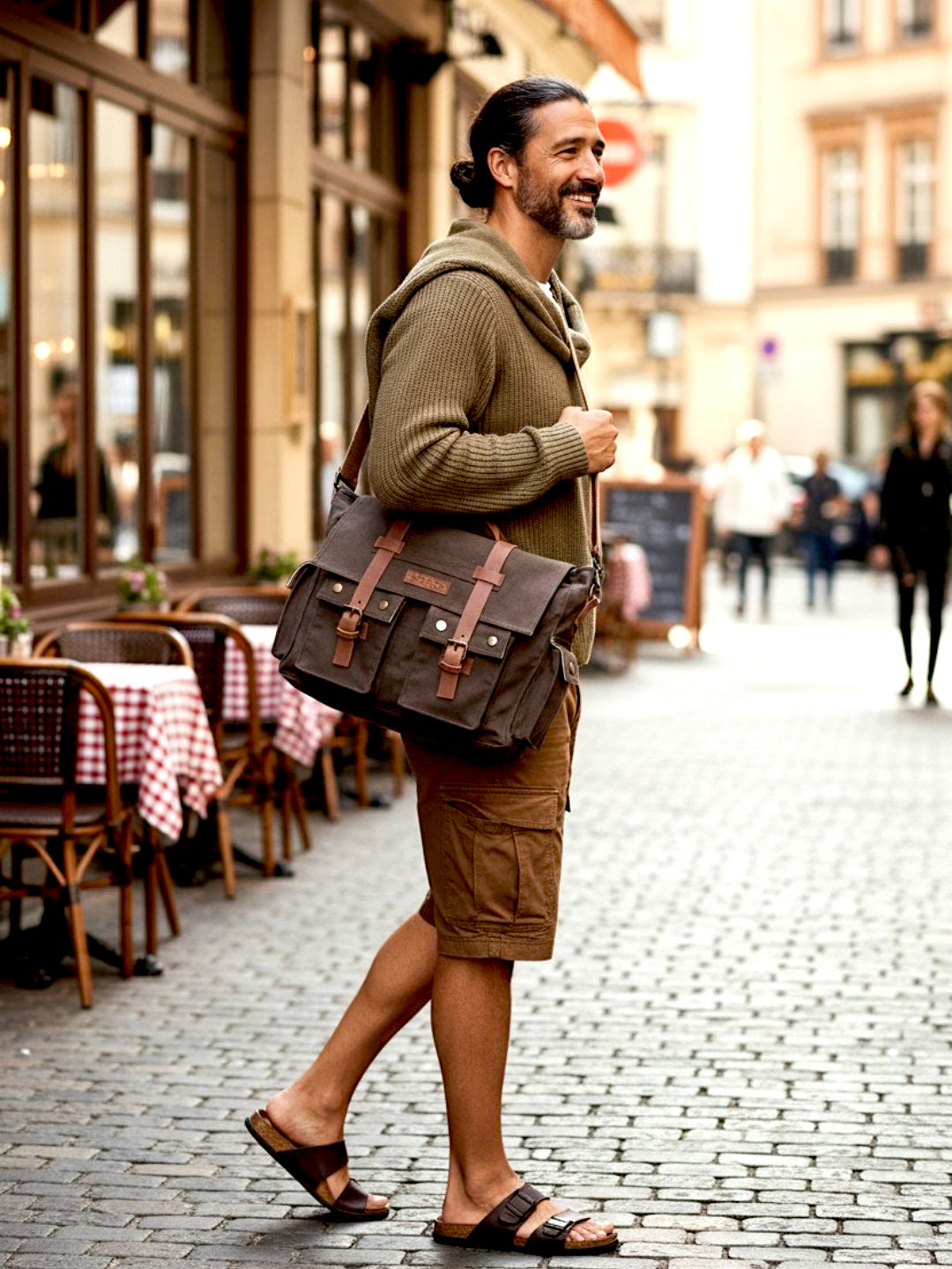 Canvas Messenger bags Large | Cotton Sling One Side Shoulder Bags for Men & Women with Adjustable Crossbody strap, Padded Partition & 4 External Pockets