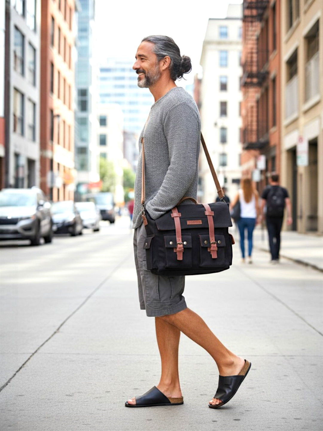 Canvas Messenger bags Large | Cotton Sling One Side Shoulder Bags for Men & Women with Adjustable Crossbody strap, Padded Partition & 4 External Pockets