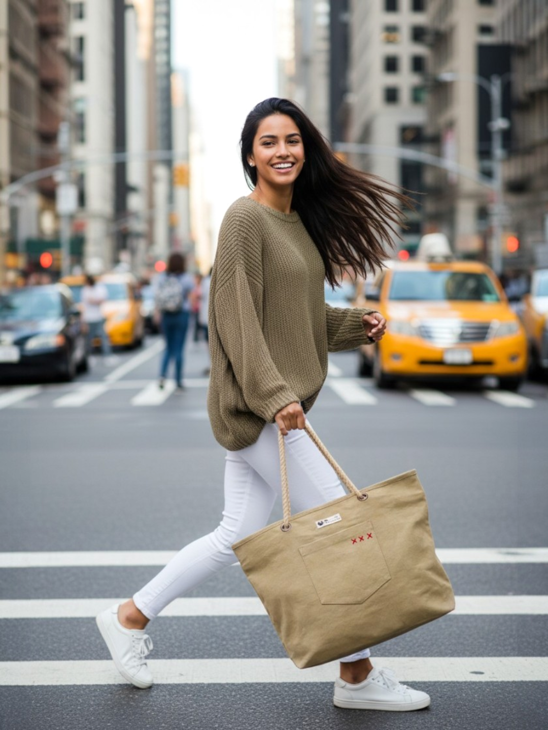 Padded Canvas Tote Bag with Zip Pouch | Metallic Zipper Closure | Compartment for IPad/Tablet & Sunglsses/Phone | Bottle Holder | Strong Nylon Handles | Women