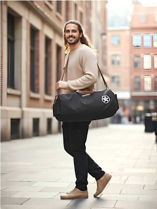 Canvas Travel Duffle Bag | 25 litres | Sports Duffel | Gym Bags | for Men and Women | Adjustable Broad Strap | Airline Carry-On Luggage | Quick Access Pockets |