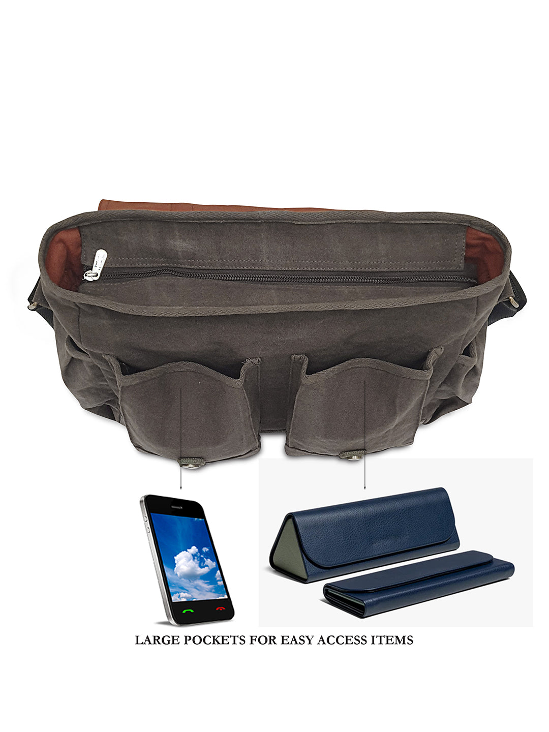 Canvas Messenger Bag for Men and Women | Sling Laptop Bag fits Upto 15.6 Inch Size | Crossbody Bag with  Inner Lining, Adjustable Straps & Padded Partition