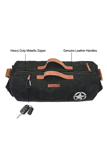 Canvas Travel Duffle Bag | 25 litres | Sports Duffel | Gym Bags | for Men and Women | Adjustable Broad Strap | Airline Carry-On Luggage | Quick Access Pockets |