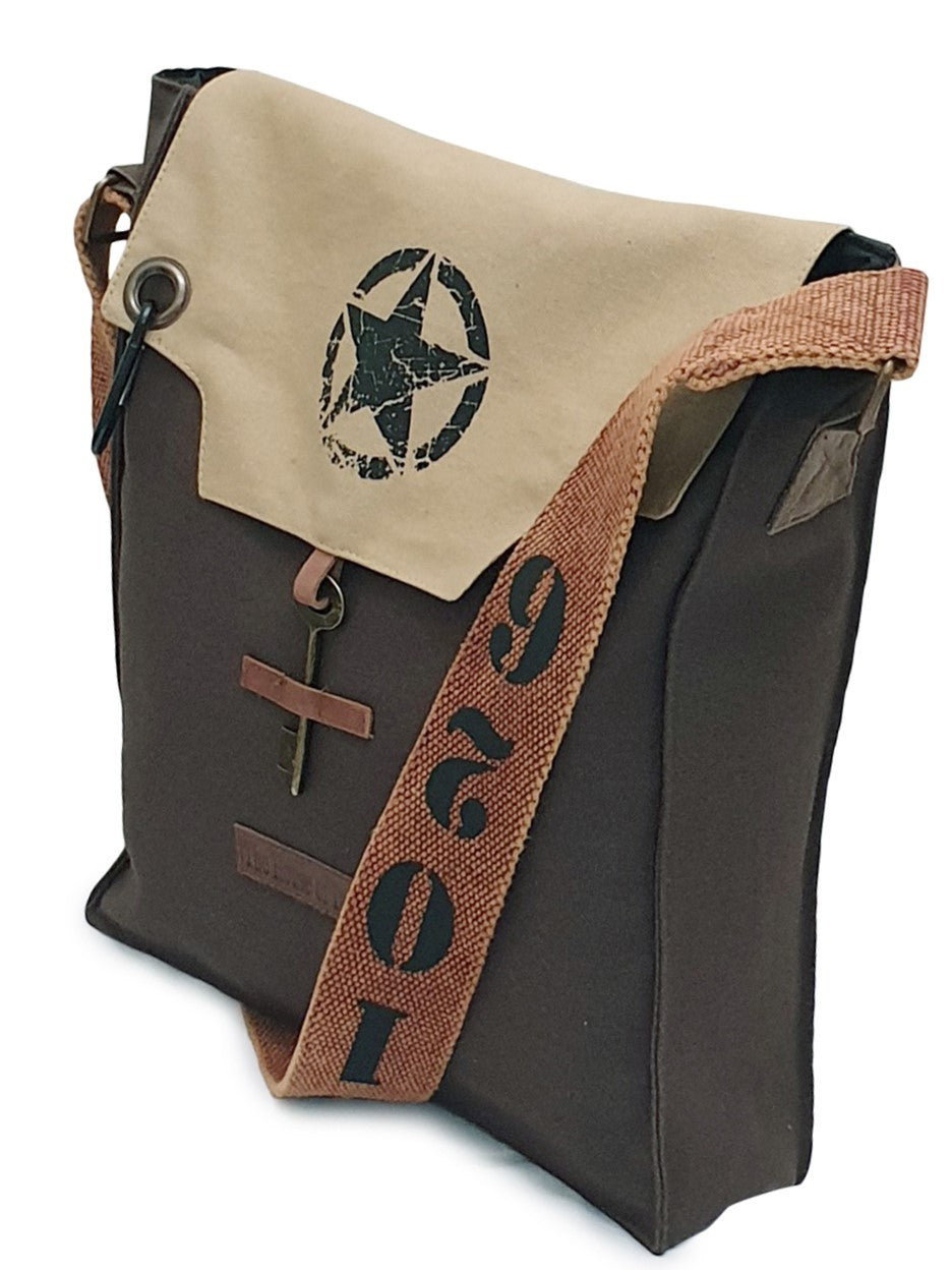 Sturdy Cotton Canvas Messenger Bags for Men and Women | With two Magnetic Snap Buttons Flap Closure, Adjustable Body Strap & Multiutility Lobster Hook