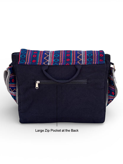 Handloom Fabric Messenger Bags for Women | Cotton Canvas Laptop Sling Bag Upto 15.6 Inches | Stylish Crossbody Sling Bag Comes with Flap Closure &  Inner Lining