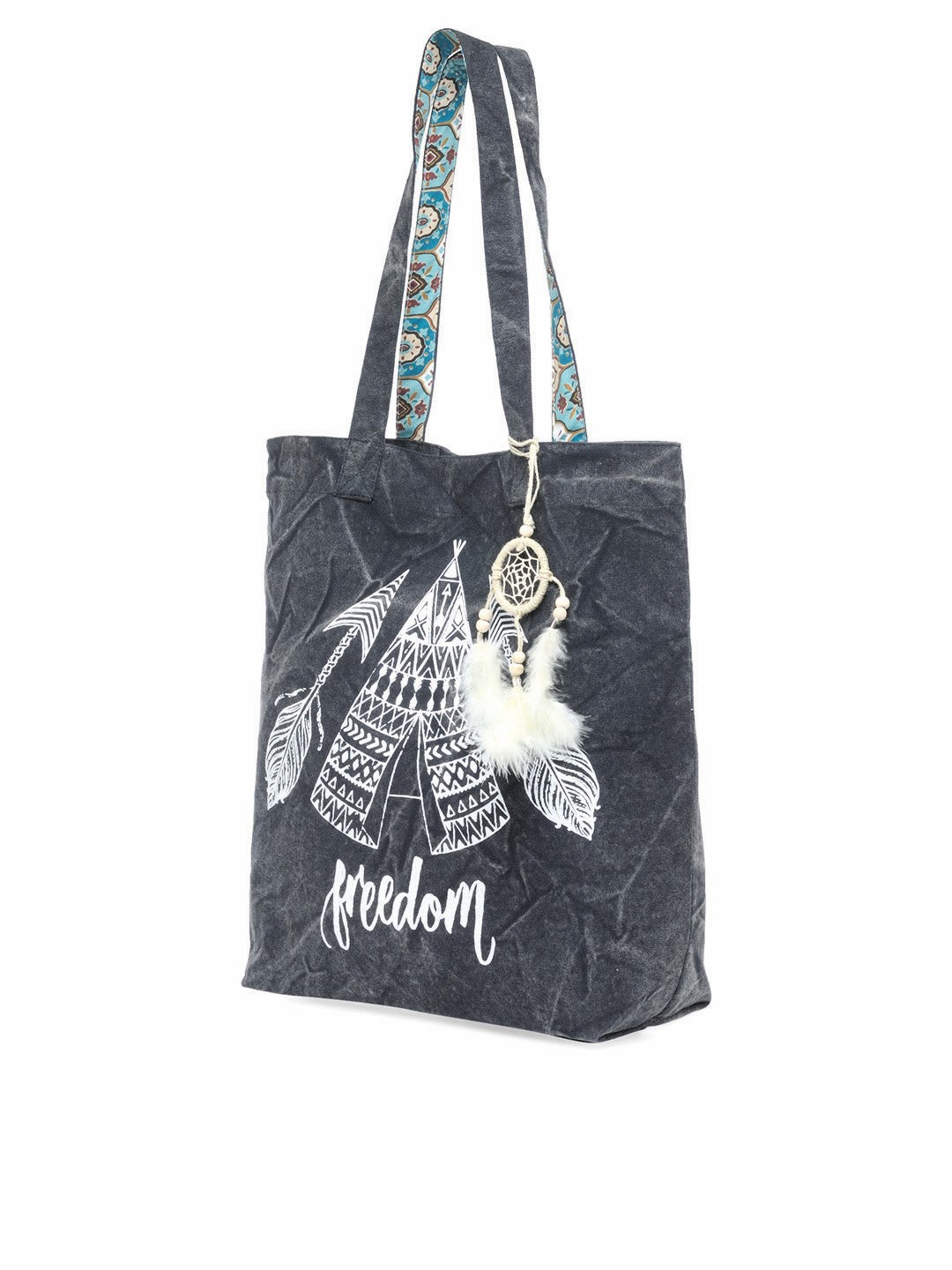 Cotton Canvas Tote Bag | Magnetic Closure & a Safety Pocket | Stylish Shoulder Bag for College & Daily Use | Digital Printed Design | With Tassel | For Women & Girls