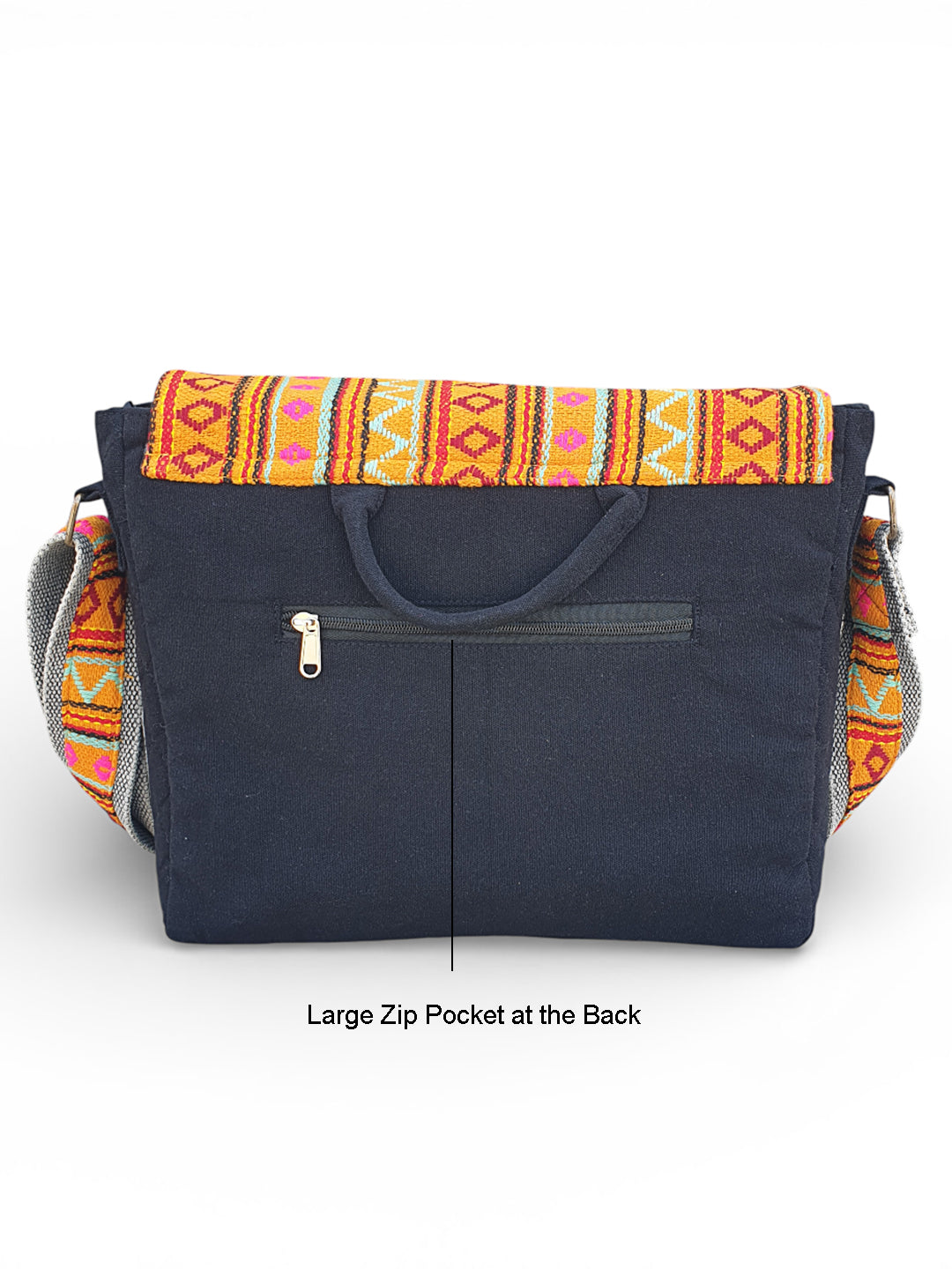 Handloom Fabric Messenger Bags for Women | Cotton Canvas Laptop Sling Bag Upto 15.6 Inches | Stylish Crossbody Sling Bag Comes with Flap Closure &  Inner Lining