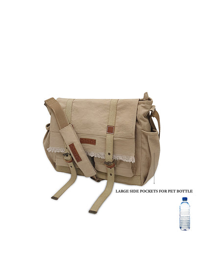 Canvas Messenger Bag for Men and Women | Sling Laptop Bag fits Upto 15.6 Inch Size | Crossbody Bag with  Inner Lining, Adjustable Straps & Padded Partition
