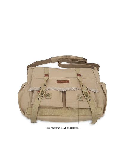 Canvas Messenger Bag for Men and Women | Sling Laptop Bag fits Upto 15.6 Inch Size | Crossbody Bag with  Inner Lining, Adjustable Straps & Padded Partition