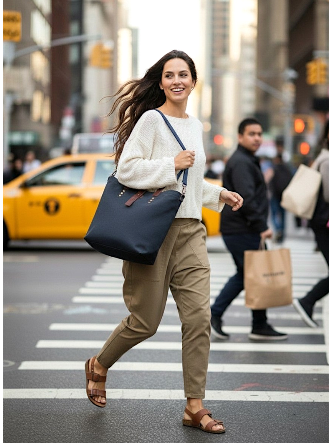 Convertible Handbag | Canvas Tote Bag | Casual Cross Body Sling Bag | Combat Blue Color | Leather Strap Closure and External Pocket | Adjustable Strap Cotton Shoulder Bag For Women