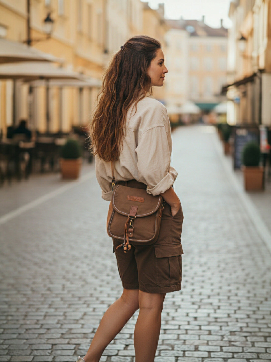 Canvas Purse for Women | Casual Crossbody Sling Bag with Adjustable Straps, Zipped Pocket & Lobster Hook Buckle Closure | Suitable for College & Travel (Khaki)