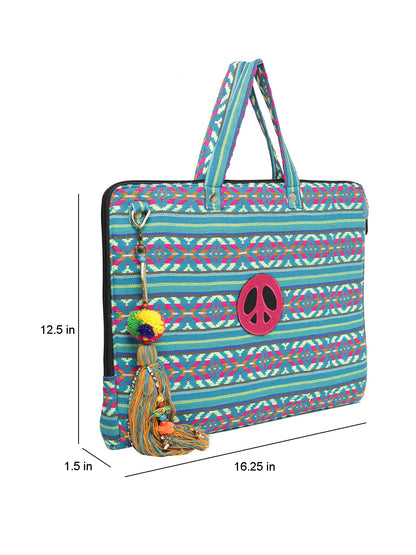 Office Laptop Bag for Women 13.3 And 15.6 Inch | Ideal For Office & Travel | Multicolour Embellished Handloom Fabric | MacBook Messenger Business Bag for ladies