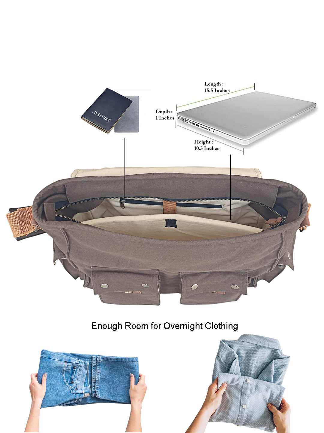 Canvas Messenger bags Large | Cotton Sling One Side Shoulder Bags for Men & Women with Adjustable Crossbody strap, Padded Partition & 4 External Pockets