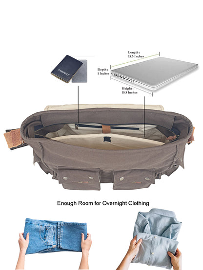 Canvas Messenger bags Large | Cotton Sling One Side Shoulder Bags for Men & Women with Adjustable Crossbody strap, Padded Partition & 4 External Pockets