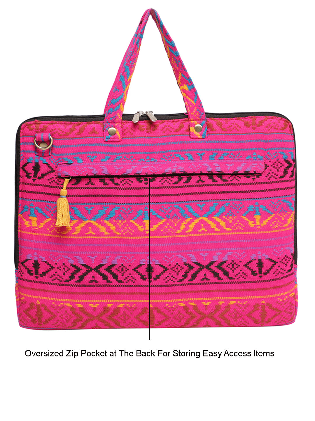 Office Laptop Bag for Women 13.3 And 15.6 Inch | Ideal For Office & Travel | Multicolour Embellished Handloom Fabric | MacBook Messenger Business Bag for ladies