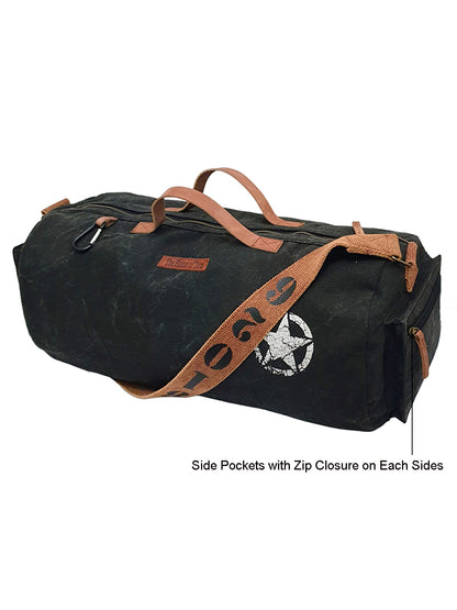 Canvas Travel Duffle Bag | 25 litres | Sports Duffel | Gym Bags | for Men and Women | Adjustable Broad Strap | Airline Carry-On Luggage | Quick Access Pockets |