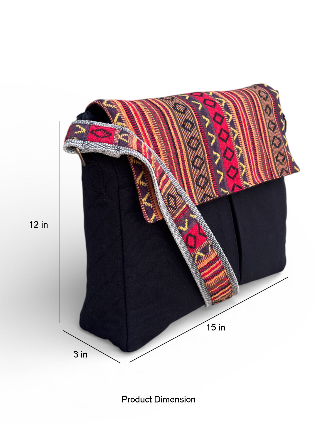 Handloom Fabric Messenger Bags for Women | Cotton Canvas Laptop Sling Bag Upto 15.6 Inches | Stylish Crossbody Sling Bag Comes with Flap Closure &  Inner Lining