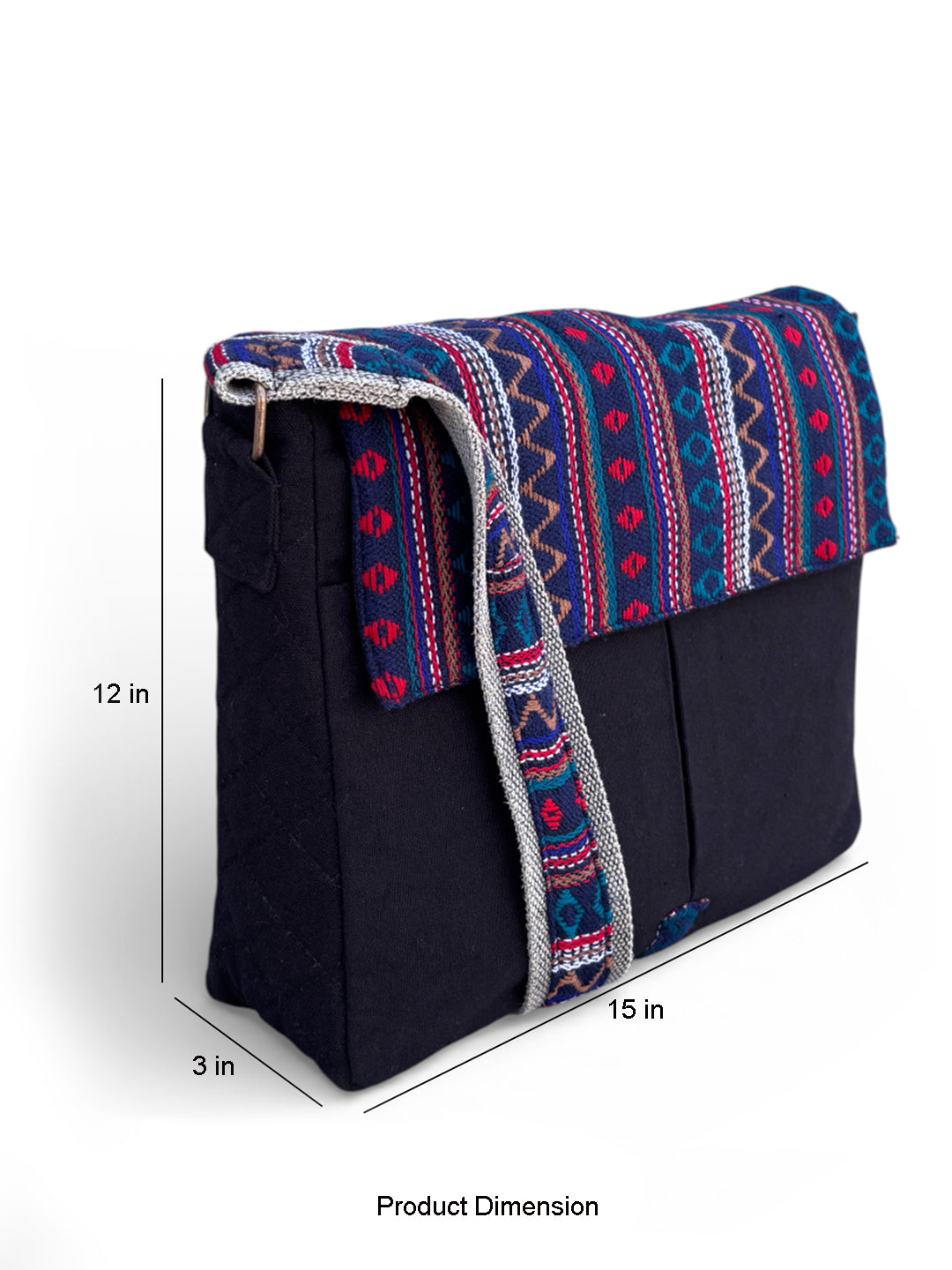 Handloom Fabric Messenger Bags for Women | Cotton Canvas Laptop Sling Bag Upto 15.6 Inches | Stylish Crossbody Sling Bag Comes with Flap Closure &  Inner Lining
