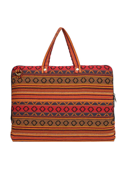 Office Laptop Bag for Women 13.3 And 15.6 Inch | Ideal For Office & Travel | Multicolour Embellished Handloom Fabric | MacBook Messenger Business Bag for ladies