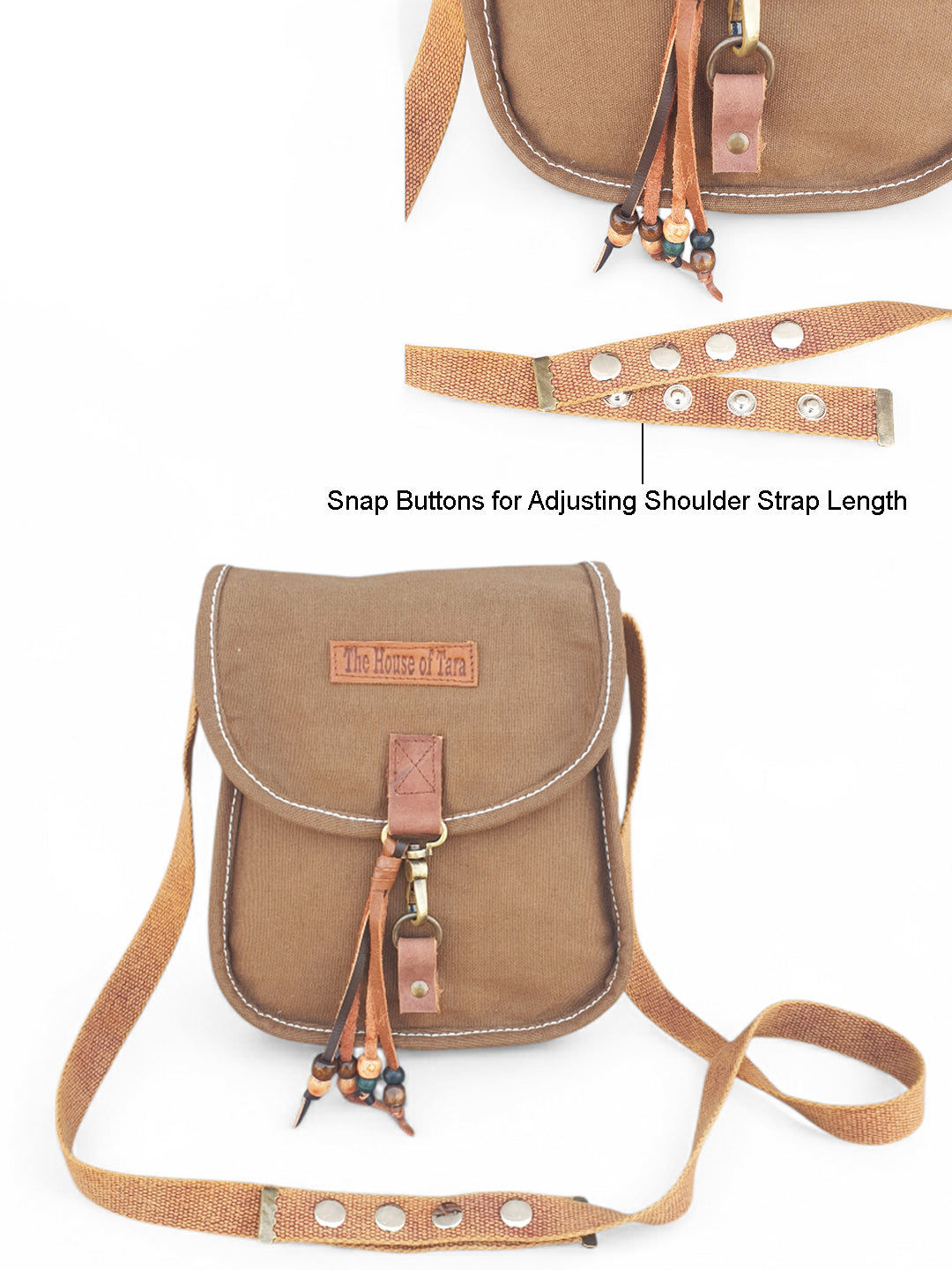 Canvas Purse for Women | Casual Crossbody Sling Bag with Adjustable Straps, Zipped Pocket & Lobster Hook Buckle Closure | Suitable for College & Travel (Khaki)