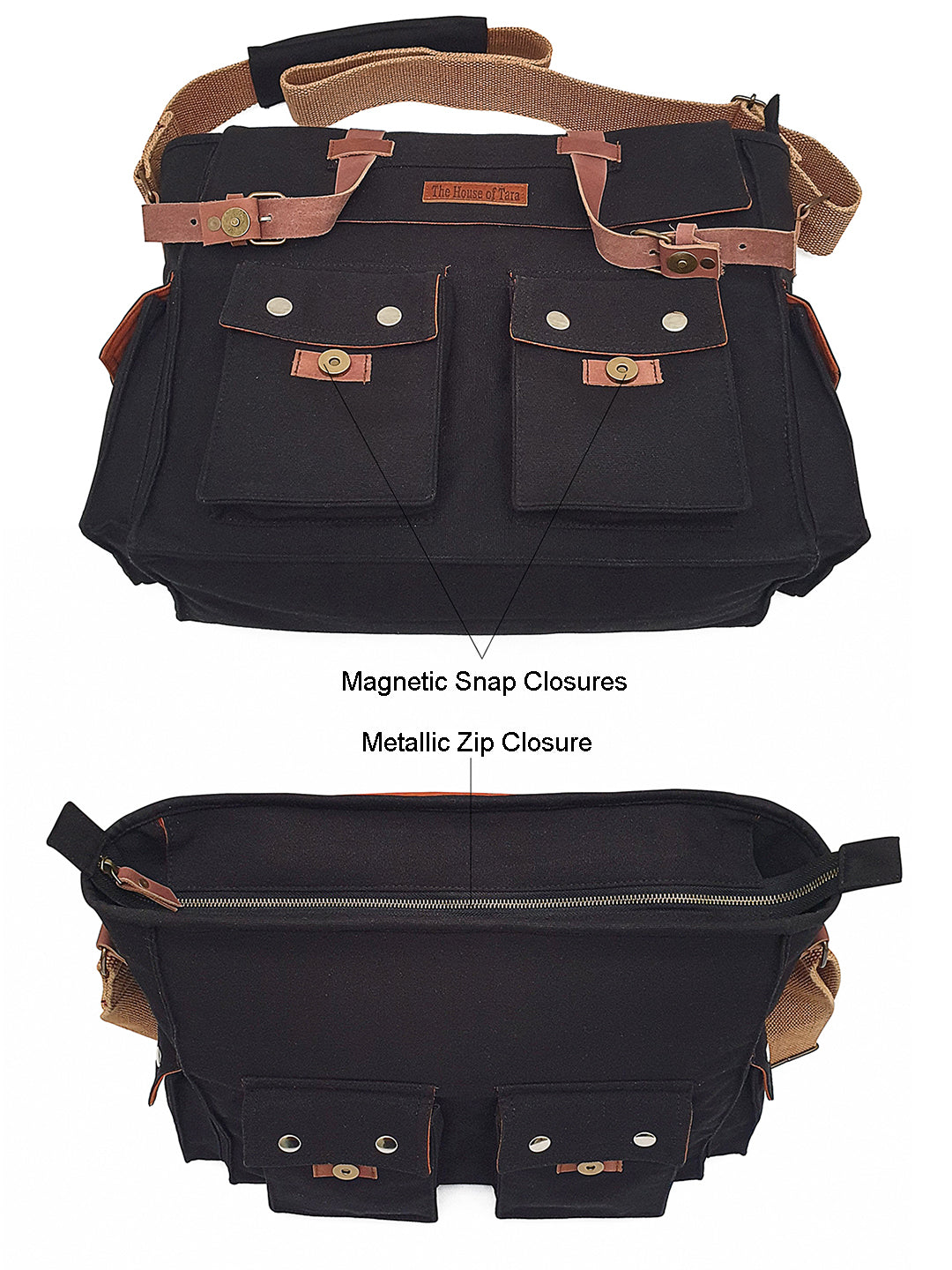 Canvas Messenger bags Large | Cotton Sling One Side Shoulder Bags for Men & Women with Adjustable Crossbody strap, Padded Partition & 4 External Pockets