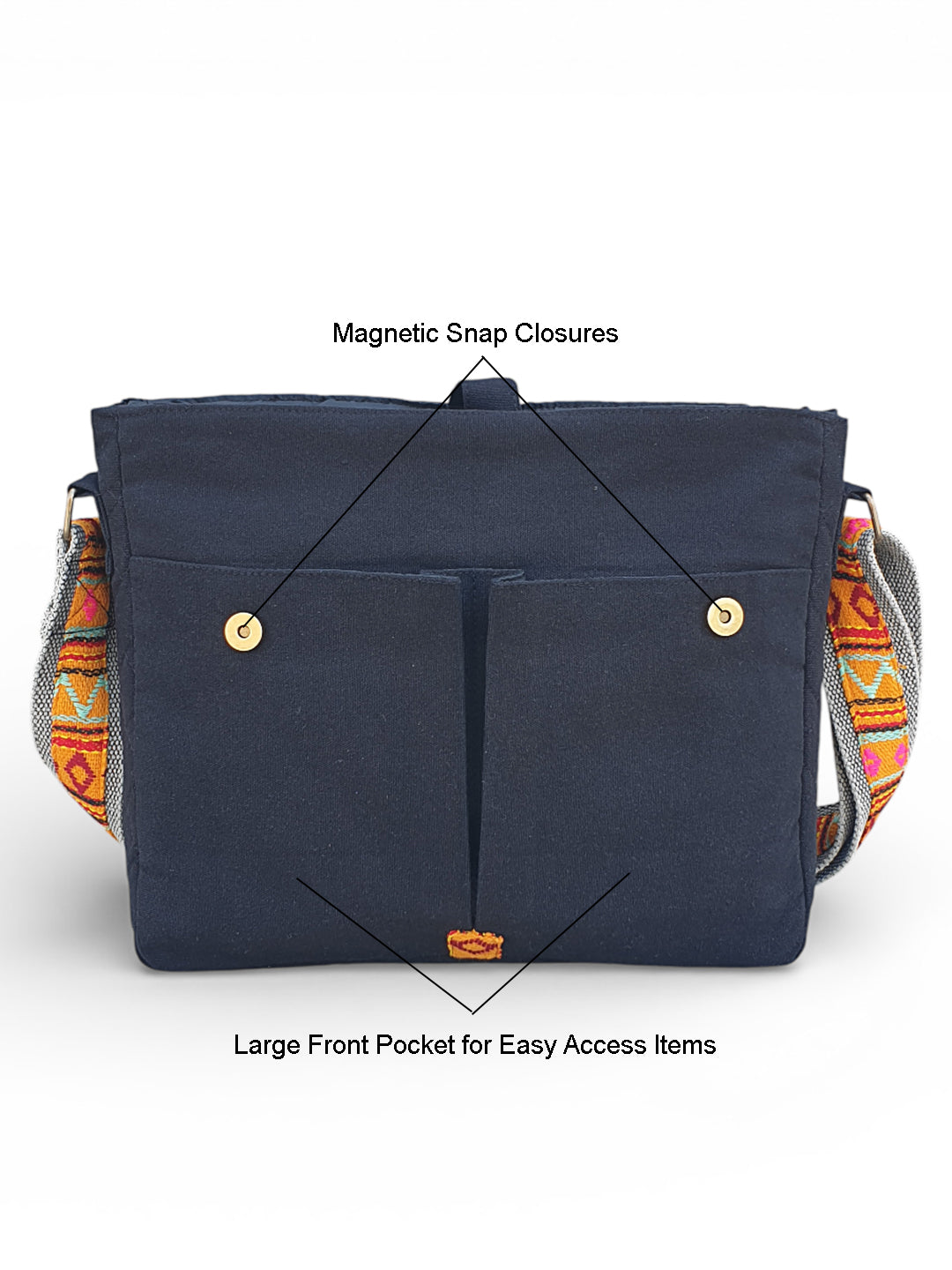 Handloom Fabric Messenger Bags for Women | Cotton Canvas Laptop Sling Bag Upto 15.6 Inches | Stylish Crossbody Sling Bag Comes with Flap Closure &  Inner Lining