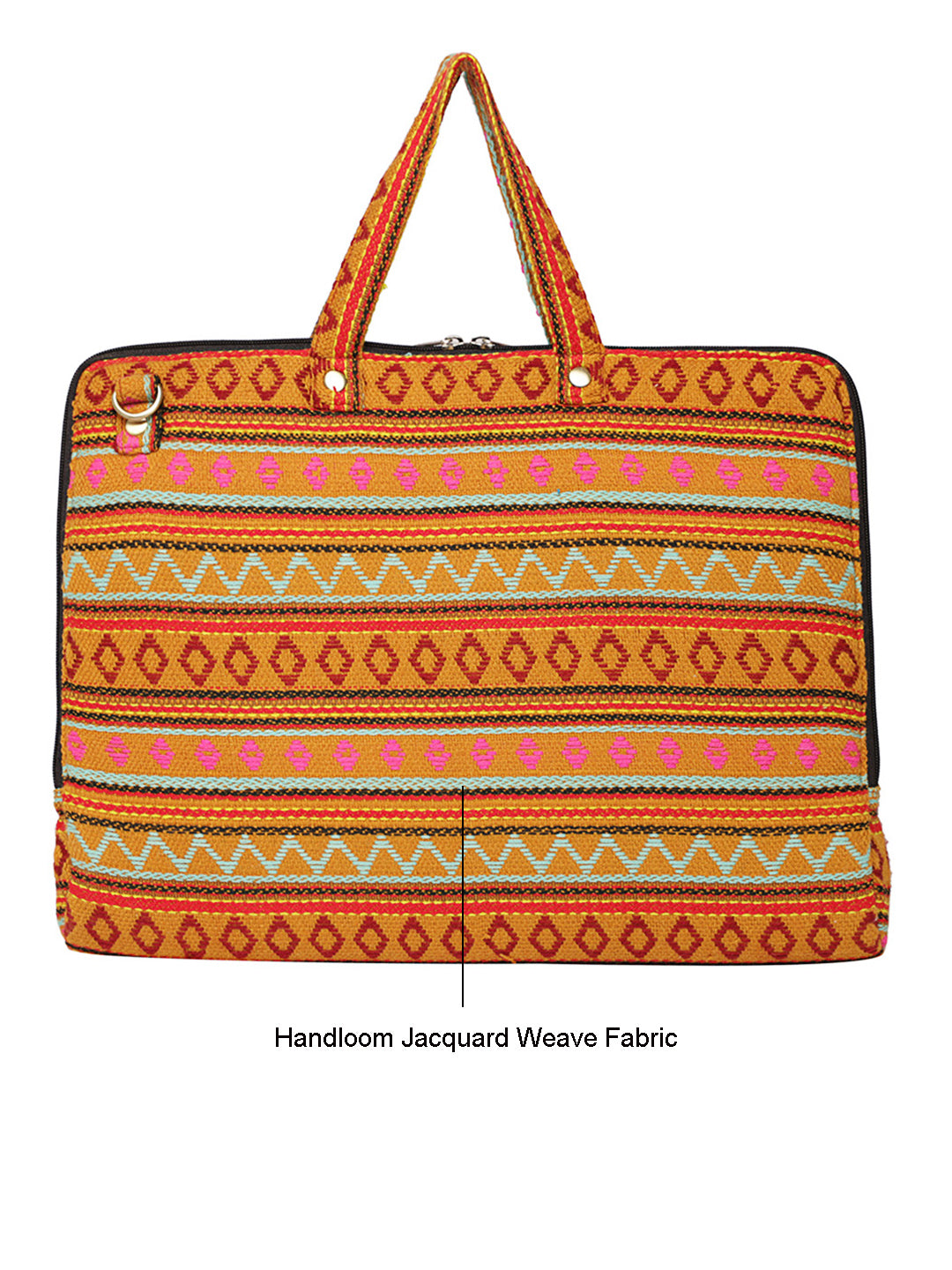 Office Laptop Bag for Women 13.3 And 15.6 Inch | Ideal For Office & Travel | Multicolour Embellished Handloom Fabric | MacBook Messenger Business Bag for ladies