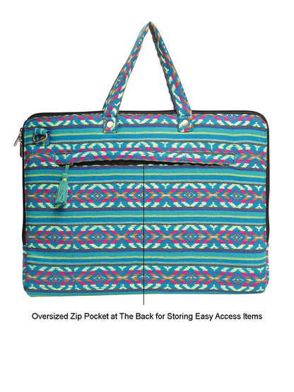 Office Laptop Bag for Women 13.3 And 15.6 Inch | Ideal For Office & Travel | Multicolour Embellished Handloom Fabric | MacBook Messenger Business Bag for ladies