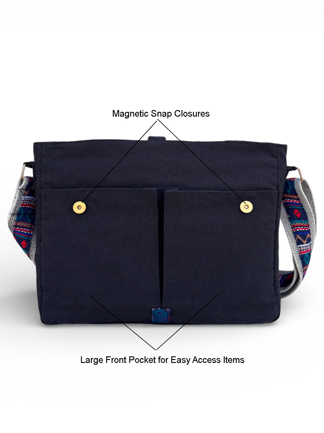 Handloom Fabric Messenger Bags for Women | Cotton Canvas Laptop Sling Bag Upto 15.6 Inches | Stylish Crossbody Sling Bag Comes with Flap Closure &  Inner Lining