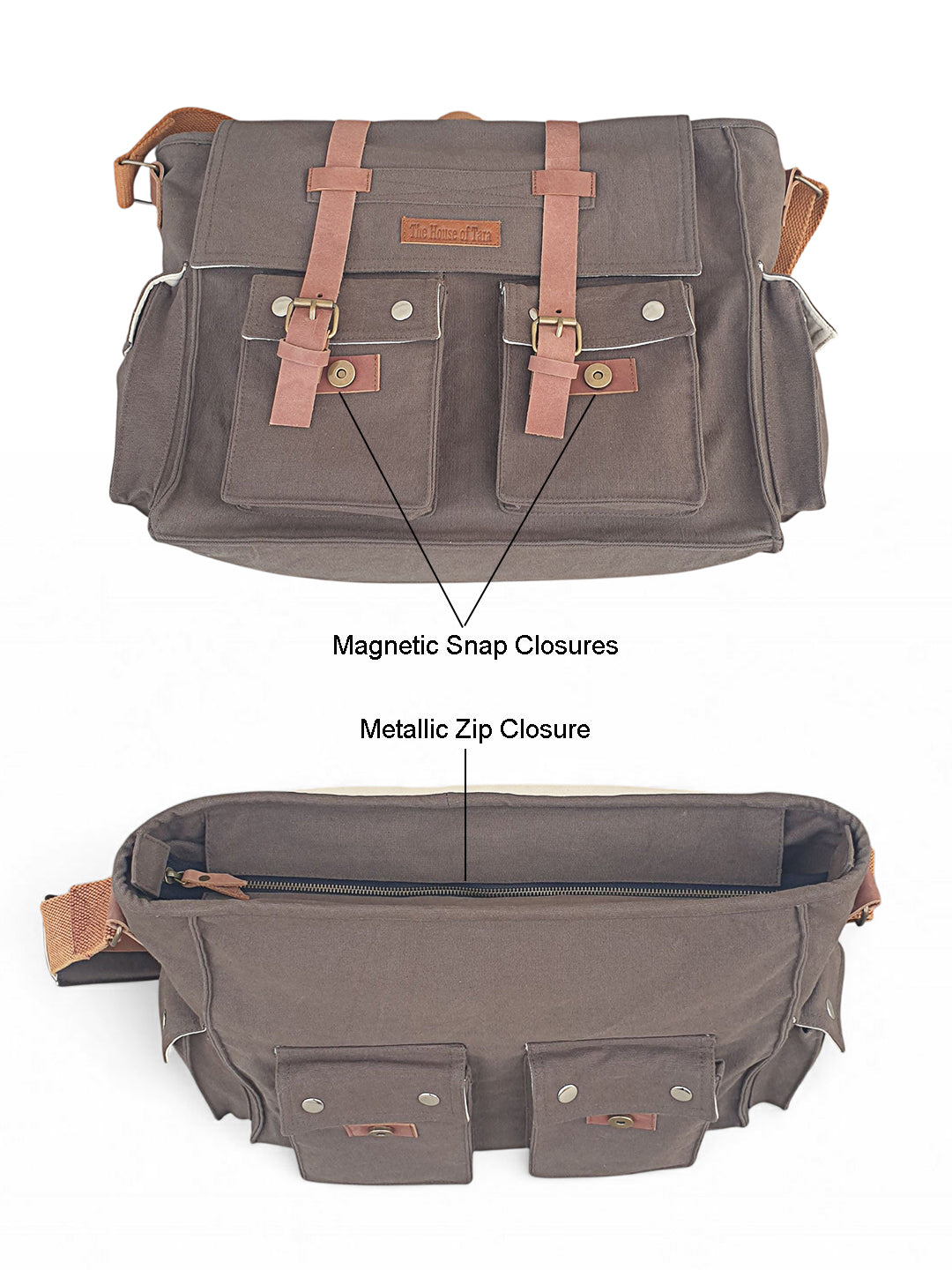 Canvas Messenger bags Large | Cotton Sling One Side Shoulder Bags for Men & Women with Adjustable Crossbody strap, Padded Partition & 4 External Pockets