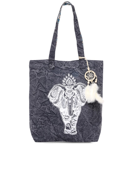Cotton Canvas Tote Bag | Magnetic Closure & a Safety Pocket | Stylish Shoulder Bag for College & Daily Use | Digital Printed Design | With Tassel | For Women & Girls