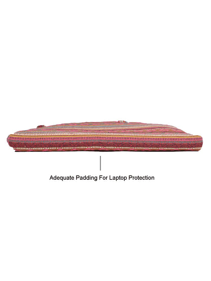 Office Laptop Bag for Women 13.3 And 15.6 Inch | Ideal For Office & Travel | Multicolour Embellished Handloom Fabric | MacBook Messenger Business Bag for ladies