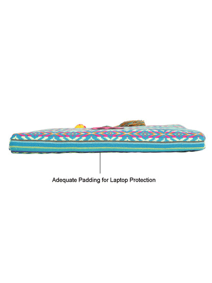 Office Laptop Bag for Women 13.3 And 15.6 Inch | Ideal For Office & Travel | Multicolour Embellished Handloom Fabric | MacBook Messenger Business Bag for ladies
