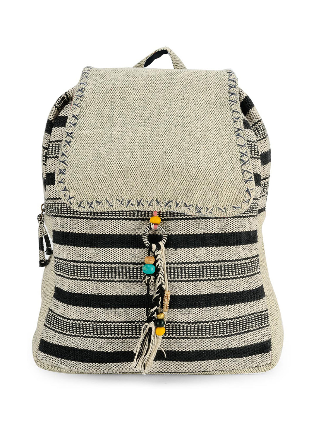 Handloom Fabric Backpack for Women 10 Litres | Multicolour Casual Cloth Bag with  Inner lining | Stylish Bag suitable for College, Travel & Beach