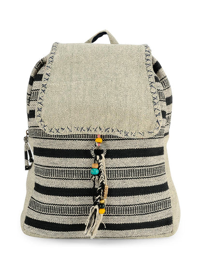 Handloom Fabric Backpack for Women 10 Litres | Multicolour Casual Cloth Bag with  Inner lining | Stylish Bag suitable for College, Travel & Beach