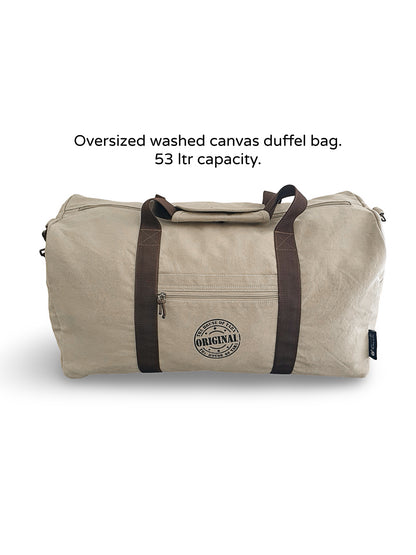 Canvas Travel Duffle Bag | 53 litres | Sports Duffel | Gym Bags | for Men and Women | 100% Cotton Lining | Detachable Broad Strap | Airline Carry-On Luggage | Oversize |