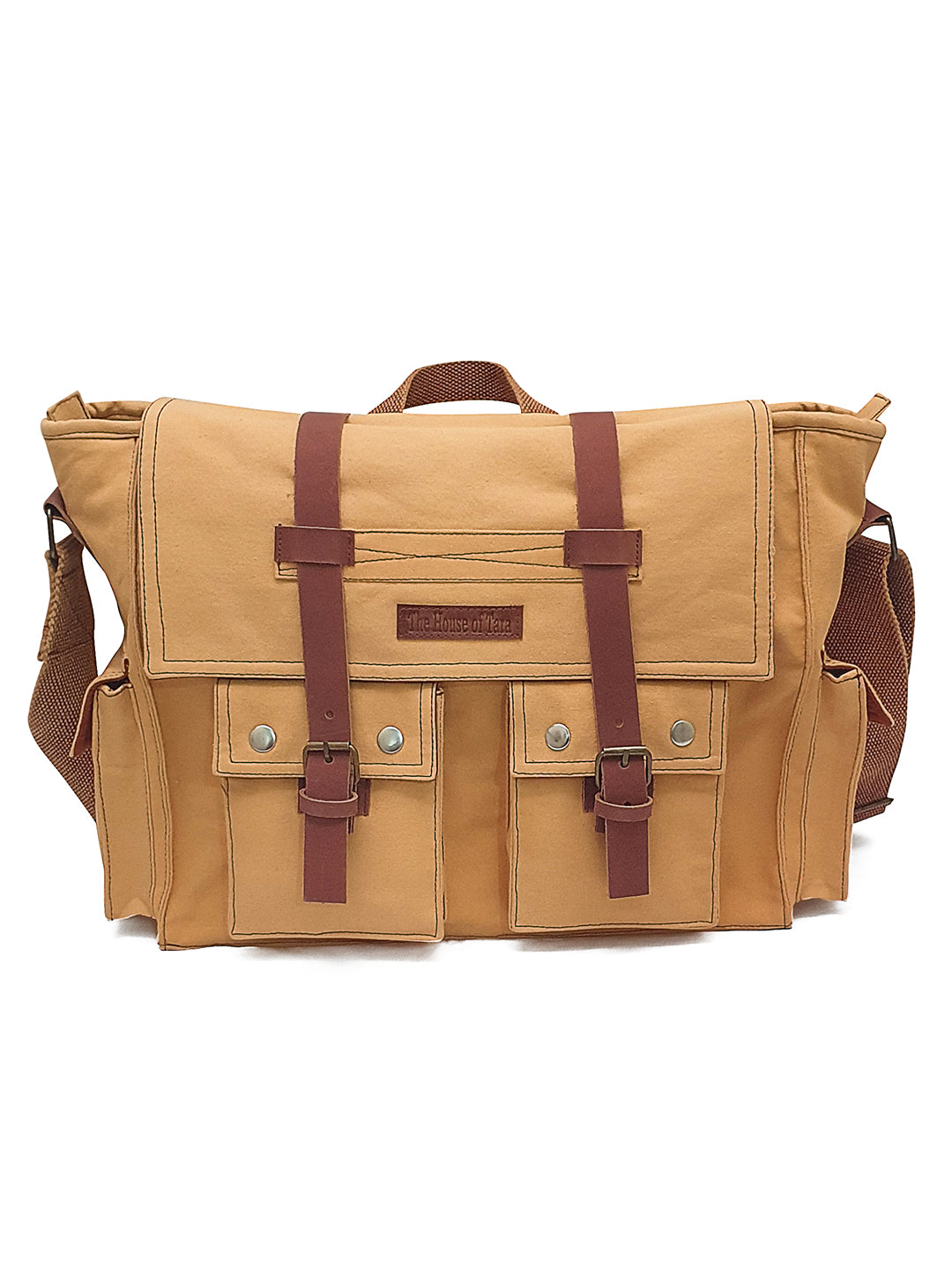 Canvas Messenger bags Large | Cotton Sling One Side Shoulder Bags for Men & Women with Adjustable Crossbody strap, Padded Partition & 4 External Pockets