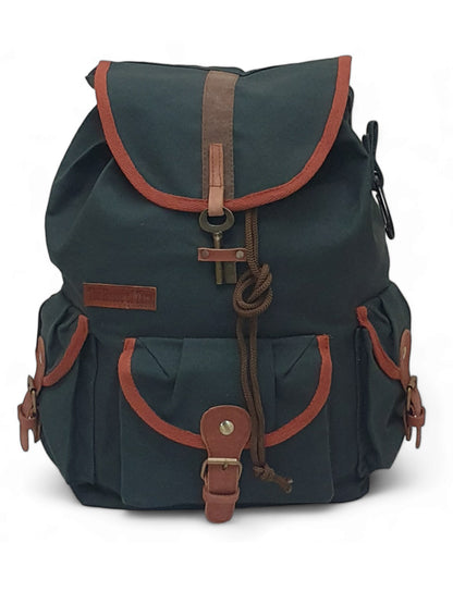 Canvas Backpack for Men & Women 19 Liters |  Cloth Bag with Broad Adjustable Straps & 3 External Pockets | Spacious Casual Backpacks for College & Travel (Blue)
