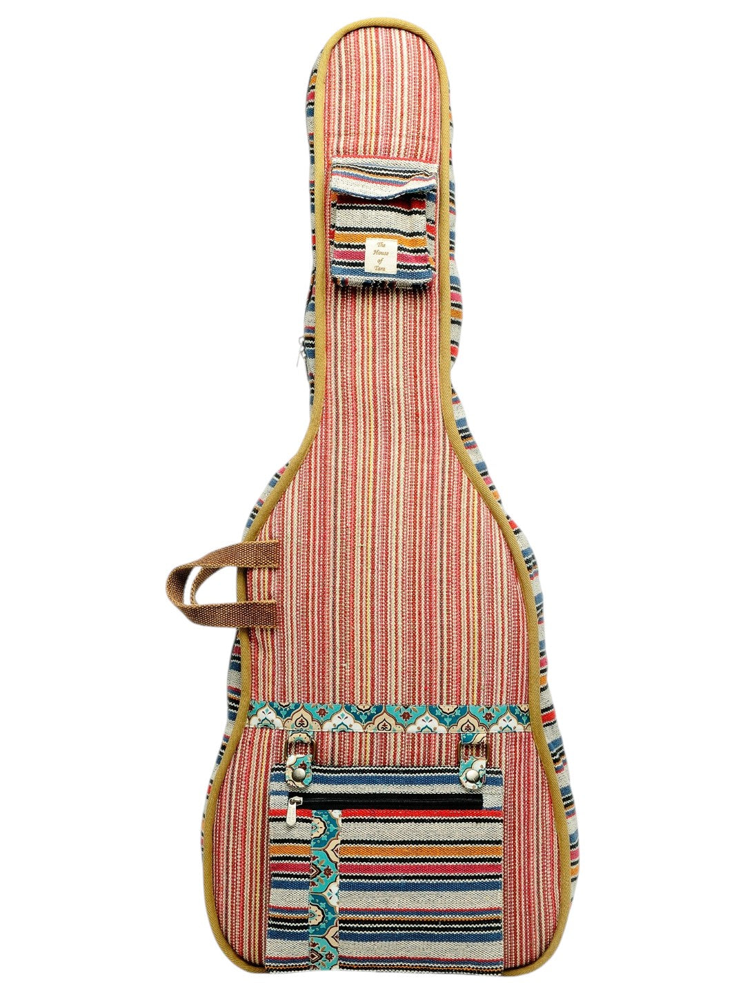 Ethnic Handloom Fabric Acoustic Guitar Bag Cover for Men and Women | Modern Guitar Case | Inner Lining | Adjustable Straps | Padded Protection | Zip Pockets |