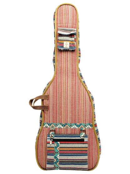 Ethnic Handloom Fabric Acoustic Guitar Bag Cover for Men and Women | Modern Guitar Case | Inner Lining | Adjustable Straps | Padded Protection | Zip Pockets |