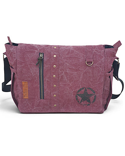 Distress Finish Sturdy Cotton Canvas Messenger Bags for Men and Women | Zip Closure, Adjustable Body Strap I Crossbody Sling | External Zip Pockets