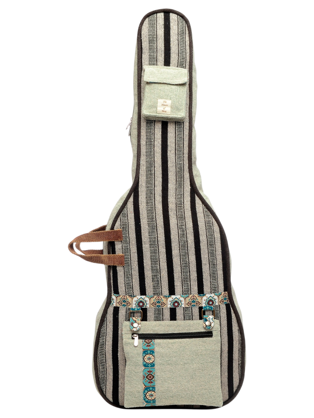 Ethnic Handloom Fabric Acoustic Guitar Bag Cover for Men and Women | Modern Guitar Case | Inner Lining | Adjustable Straps | Padded Protection | Zip Pockets |