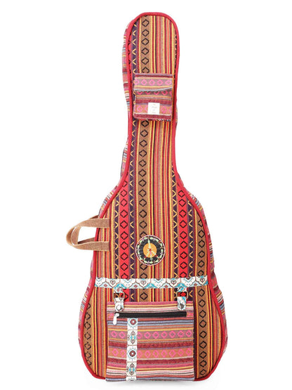Ethnic Handloom Fabric Acoustic Guitar Bag Cover for Men and Women | Modern Guitar Case | Inner Lining | Adjustable Straps | Padded Protection | Zip Pockets |