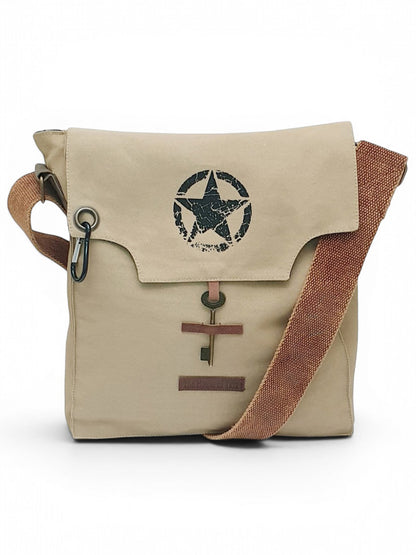 Sturdy Cotton Canvas Messenger Bags for Men and Women | With two Magnetic Snap Buttons Flap Closure, Adjustable Body Strap & Multiutility Lobster Hook