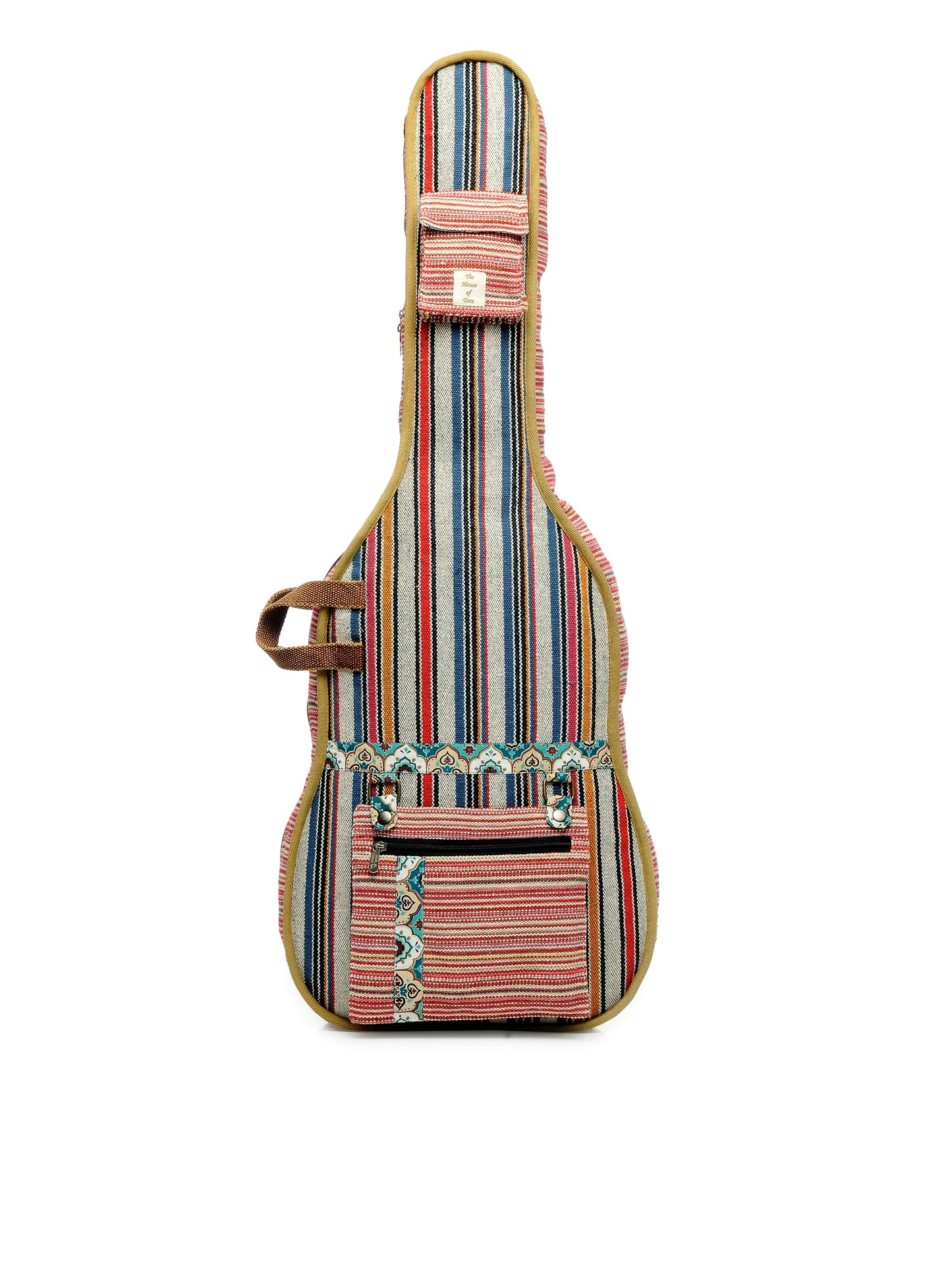 Ethnic Handloom Fabric Acoustic Guitar Bag Cover for Men and Women | Modern Guitar Case | Inner Lining | Adjustable Straps | Padded Protection | Zip Pockets |
